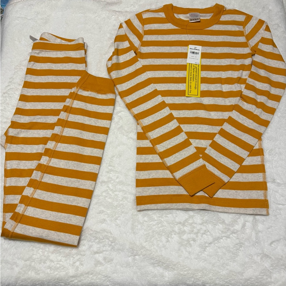 Hanna Andersson Orange and Cream Striped Pajama Set